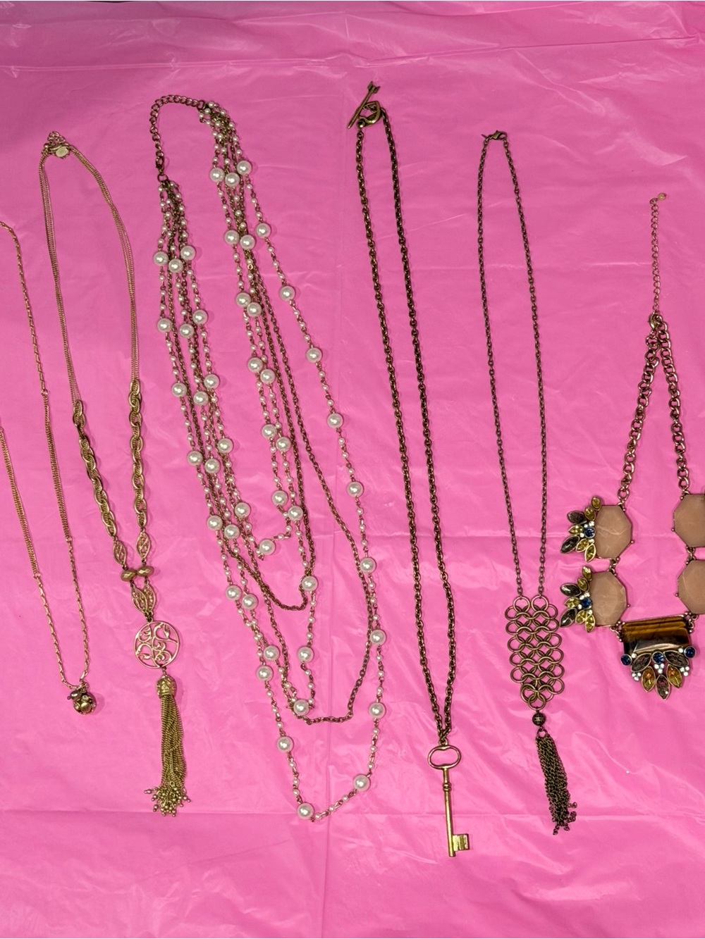Lot of Assorted Gold-Tone Necklace Set of 6